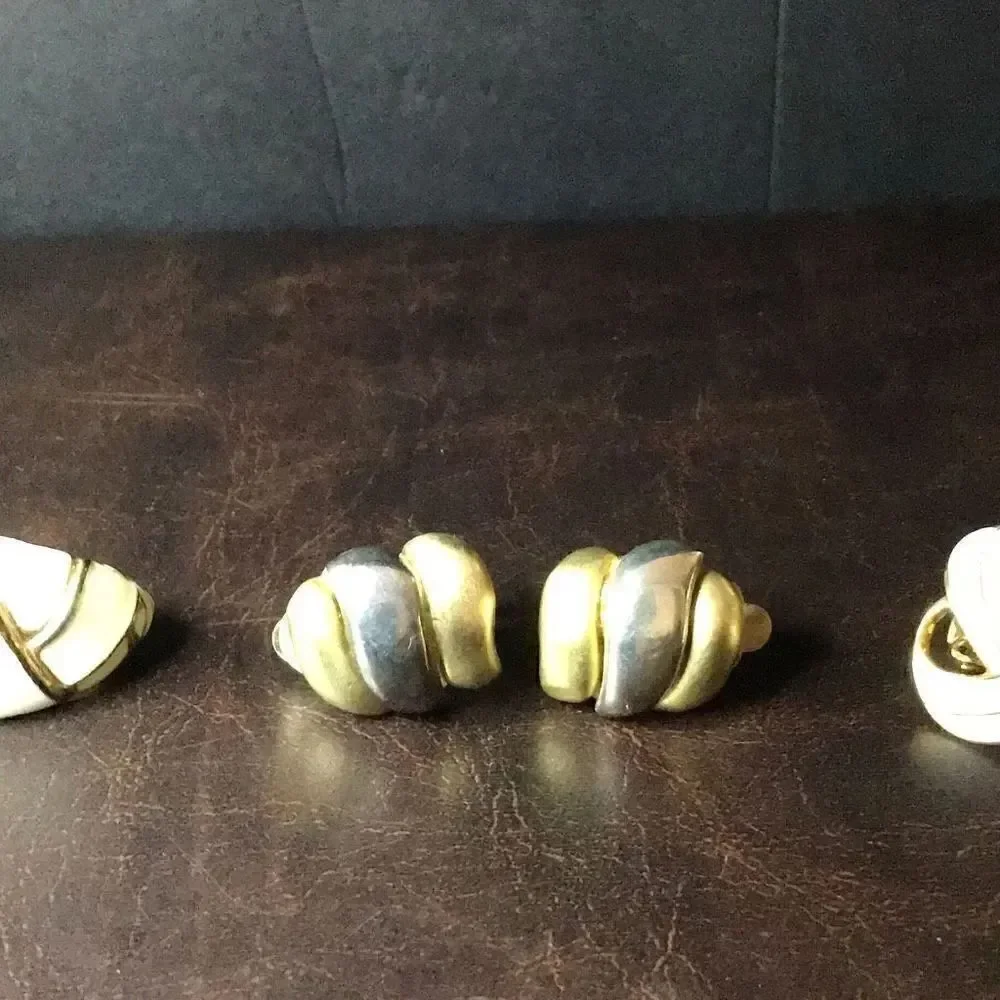 Earrings three pair of vintage clip on